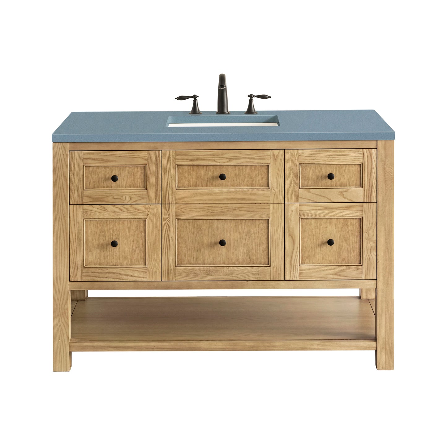 Renovate for Less Atlanta Breckenridge 48" Single Vanity, Light Natural Oak w/ 3 CM Cala Blue Top