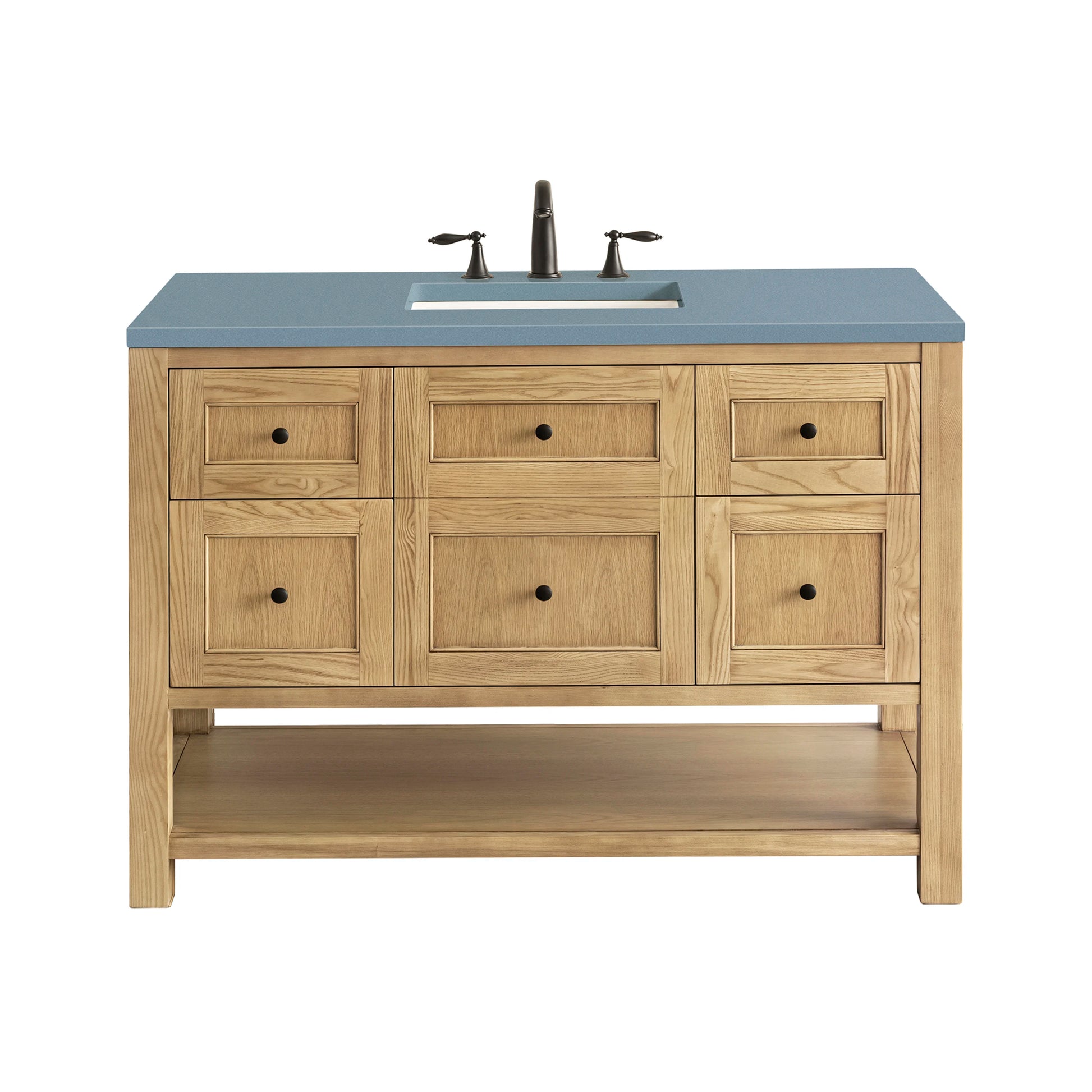 Renovate for Less Atlanta Breckenridge 48" Single Vanity, Light Natural Oak w/ 3 CM Cala Blue Top