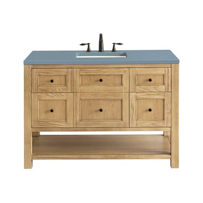 Renovate for Less Atlanta Breckenridge 48" Single Vanity, Light Natural Oak w/ 3 CM Cala Blue Top
