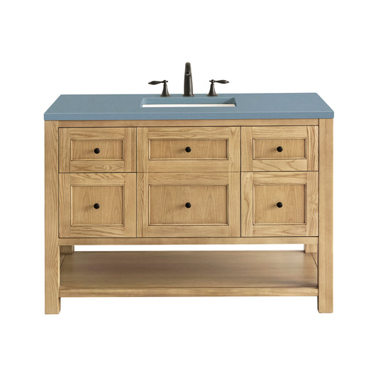 Renovate for Less Atlanta Breckenridge 48" Single Vanity, Light Natural Oak w/ 3 CM Cala Blue Top