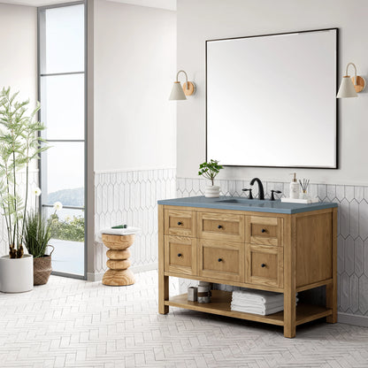 Renovate for Less Atlanta Breckenridge 48" Single Vanity, Light Natural Oak w/ 3 CM Cala Blue Top, view 4