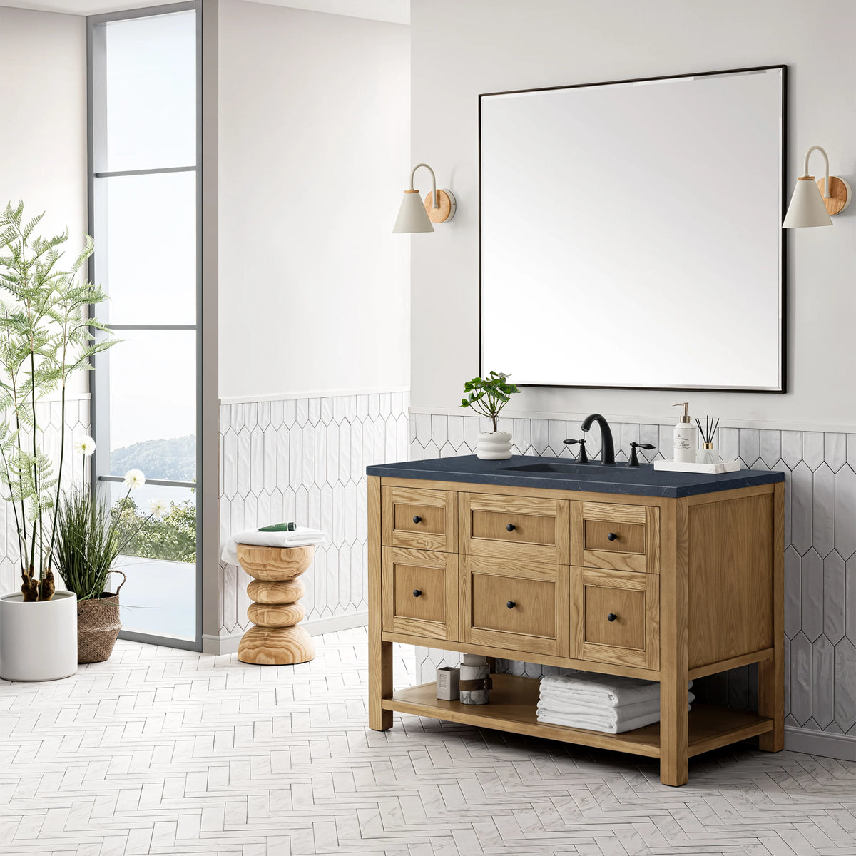 Breckenridge 48" Single Vanity, Light Natural Oak w/ 3 CM Charcoal Soapstone Top, view 4