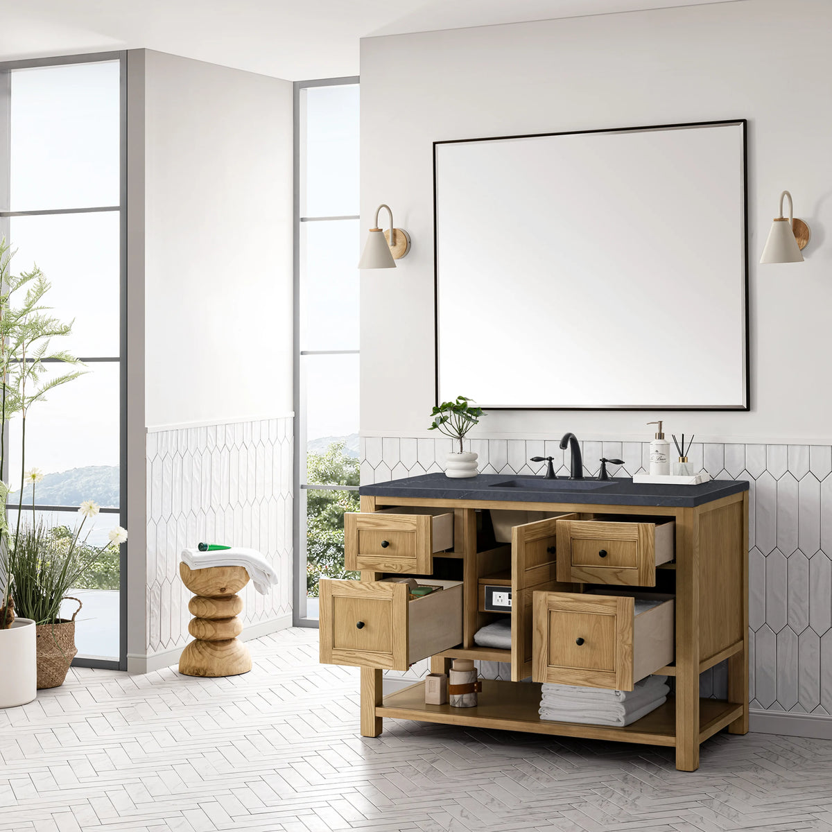 Breckenridge 48" Single Vanity, Light Natural Oak w/ 3 CM Charcoal Soapstone Top, view 5