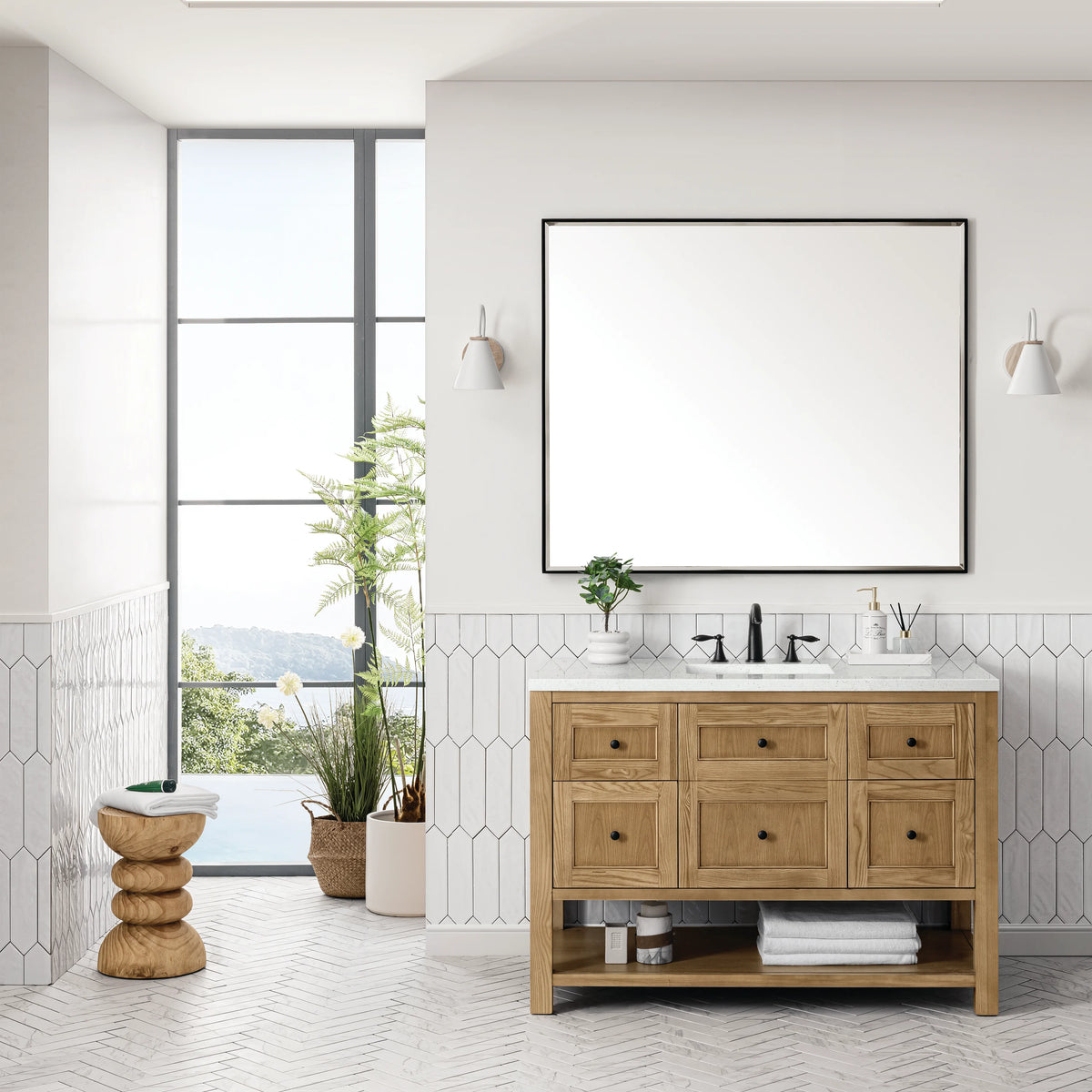 Breckenridge 48" Single Vanity, Light Natural Oak w/ 3 CM Lime Delight Top, view 3