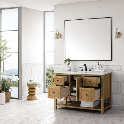 Breckenridge 48" Single Vanity, Light Natural Oak w/ 3 CM Lime Delight Top, view 5