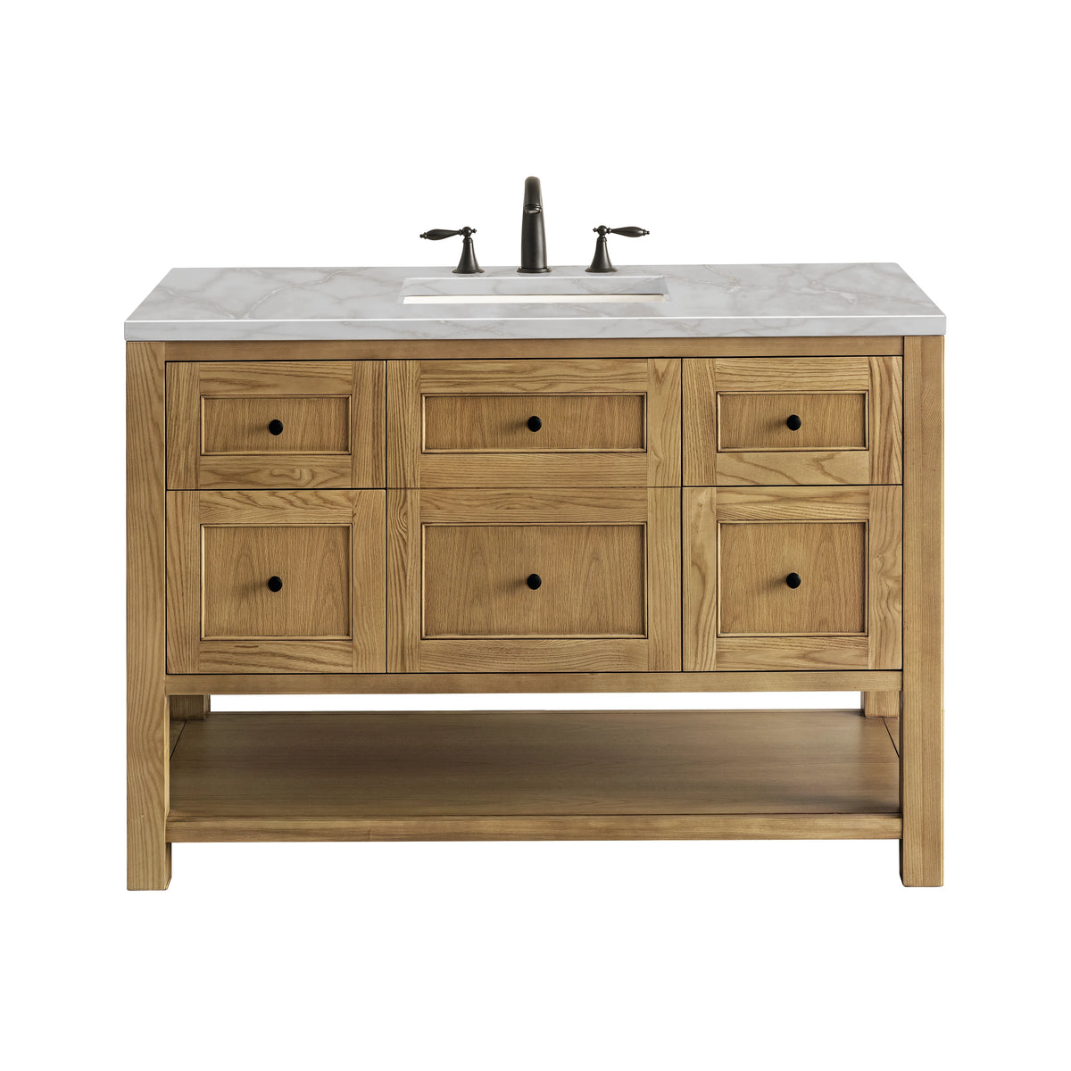 Breckenridge 48" Single Vanity, Light Natural Oak w/ 3 CM Victorian Silver Top w/FreePower Wireless Charger