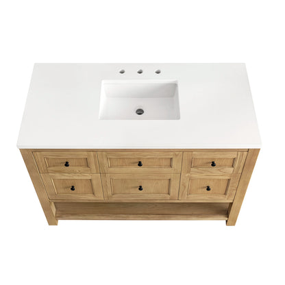 Breckenridge 48" Single Vanity, Light Natural Oak w/ 3 CM White Zeus Top, view 7