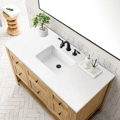 Breckenridge 48" Single Vanity, Light Natural Oak w/ 3 CM White Zeus Top, view 9