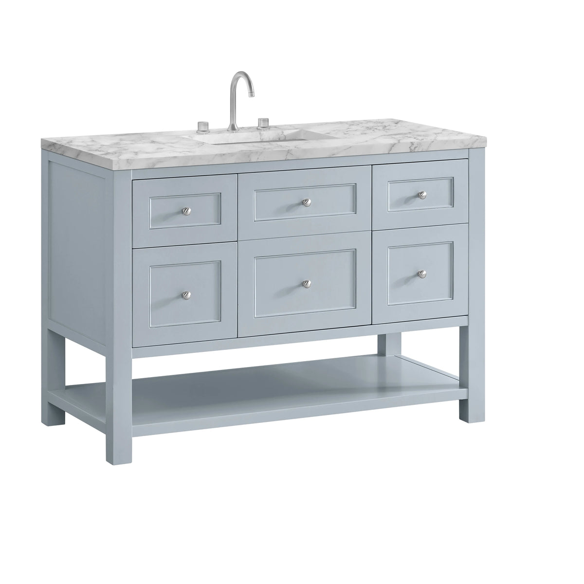 Breckenridge 48" Single Vanity, Serenity Blue, w/ 3 CM Carrara Marble Top, view 10