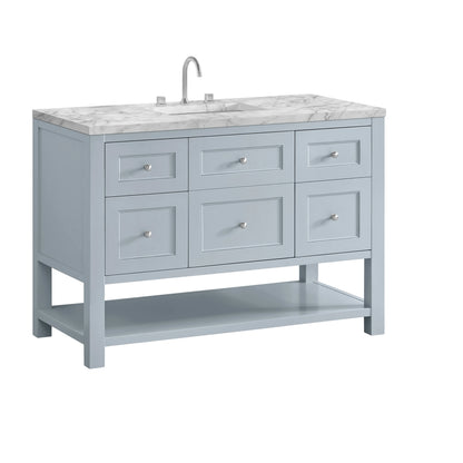 Breckenridge 48" Single Vanity, Serenity Blue, w/ 3 CM Carrara Marble Top, view 10