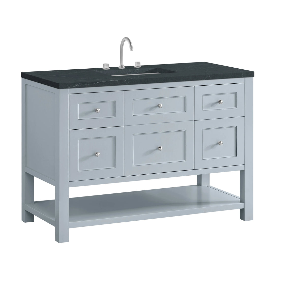 Breckenridge 48" Single Vanity, Serenity Blue, w/ 3 CM Charcoal Soapstone Quartz Top, view 10