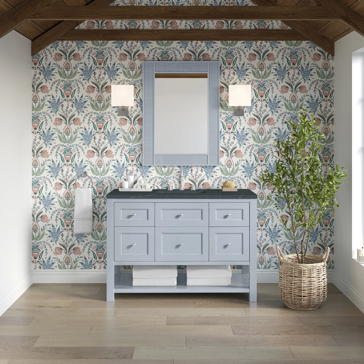 Breckenridge 48" Single Vanity, Serenity Blue, w/ 3 CM Charcoal Soapstone Quartz Top, view 3