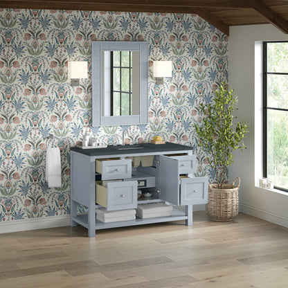 Breckenridge 48" Single Vanity, Serenity Blue, w/ 3 CM Charcoal Soapstone Quartz Top, view 5