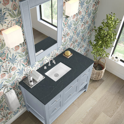Breckenridge 48" Single Vanity, Serenity Blue, w/ 3 CM Charcoal Soapstone Quartz Top, view 7