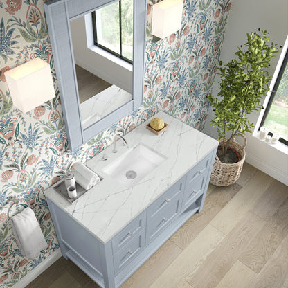 Breckenridge 48" Single Vanity, Serenity Blue, w/ 3 CM Ethereal Noctis Quartz Top, view 7