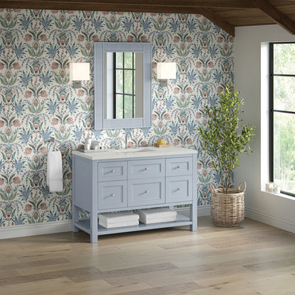 Breckenridge 48" Single Vanity, Serenity Blue, w/ 3 CM Lime Delight Quartz Top, view 4