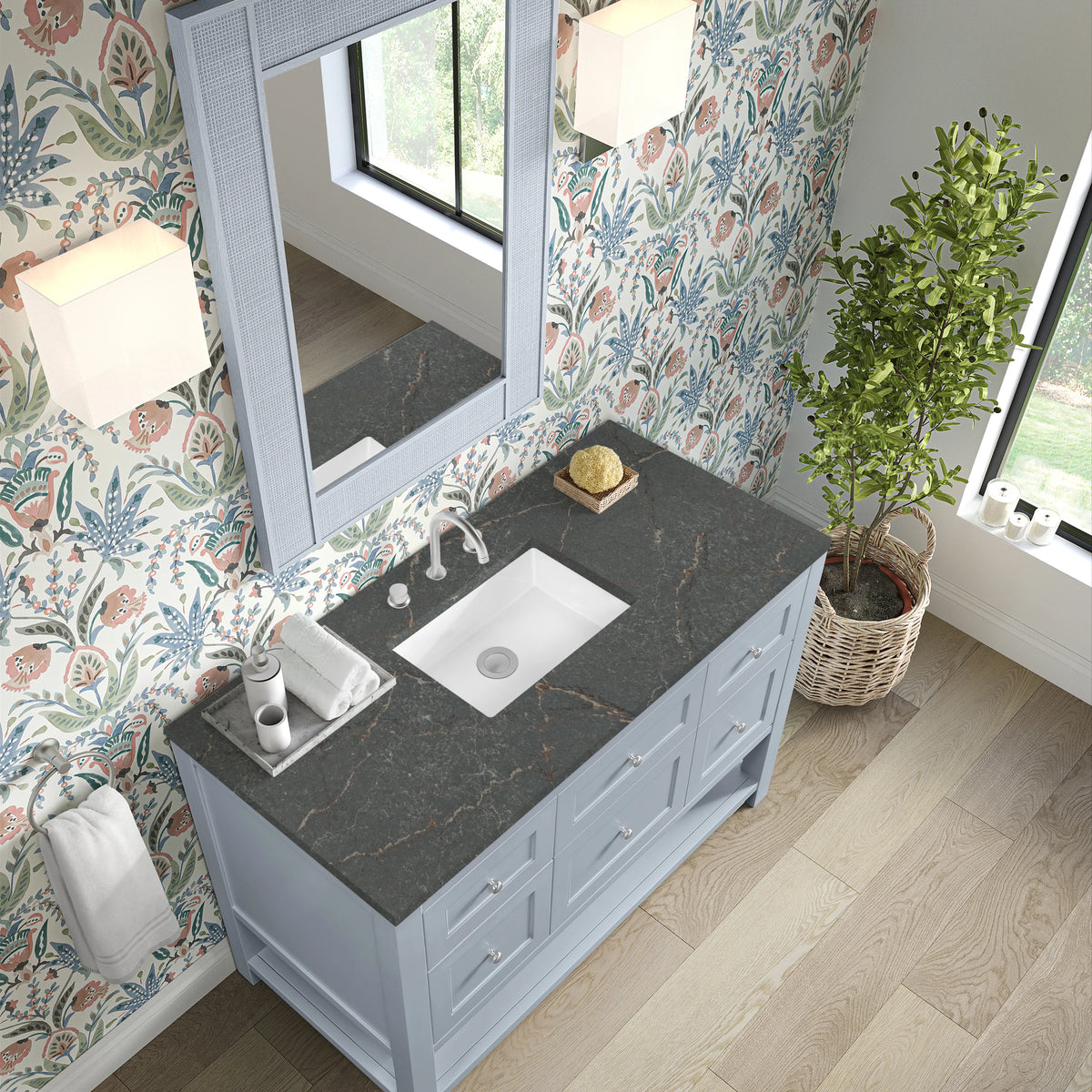 Breckenridge 48" Single Vanity, Serenity Blue, w/ 3 CM Parisien Bleu Quartz Top, view 7