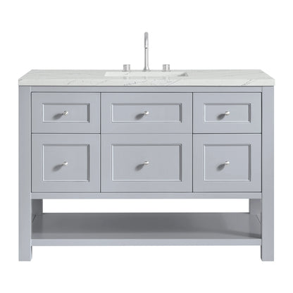 Breckenridge 48" Single Vanity, Serenity Blue, w/ 3 CM Ethereal Noctis Quartz Top w/FreePower Wireless Charger