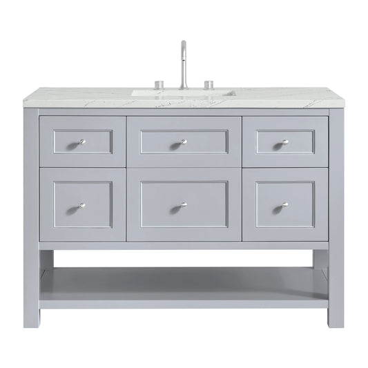 Breckenridge 48" Single Vanity, Serenity Blue, w/ 3 CM Ethereal Noctis Quartz Top w/FreePower Wireless Charger