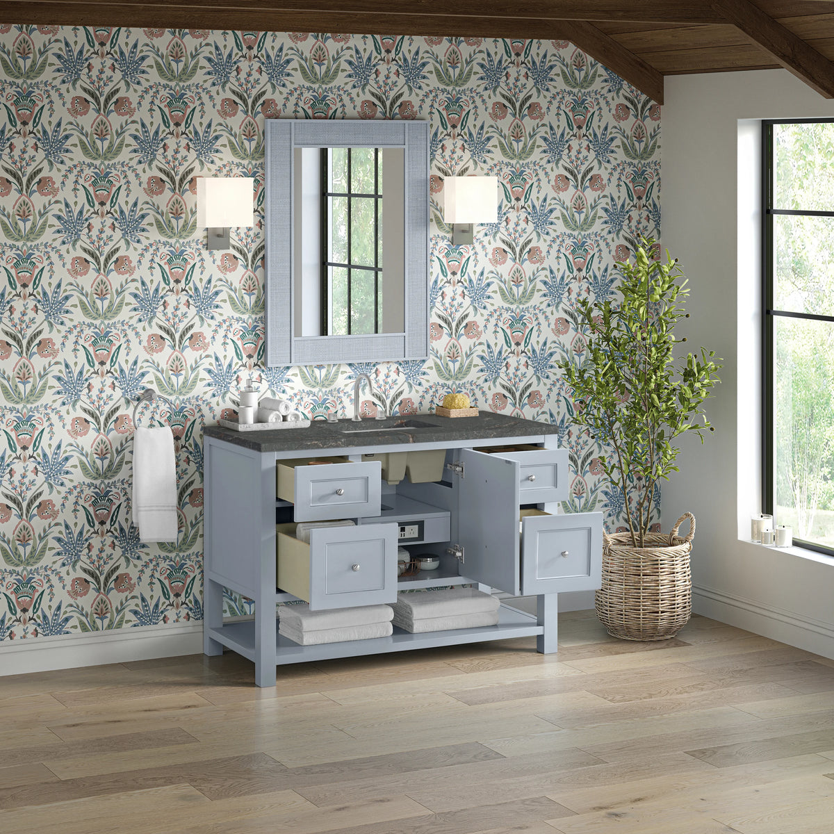 Breckenridge 48" Single Vanity, Serenity Blue, w/ 3 CM Parisien Bleu Quartz Top w/FreePower Wireless Charger, view 8