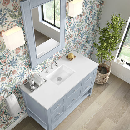 Breckenridge 48" Single Vanity, Serenity Blue, w/ 3 CM White Zeus Quartz Top, view 7