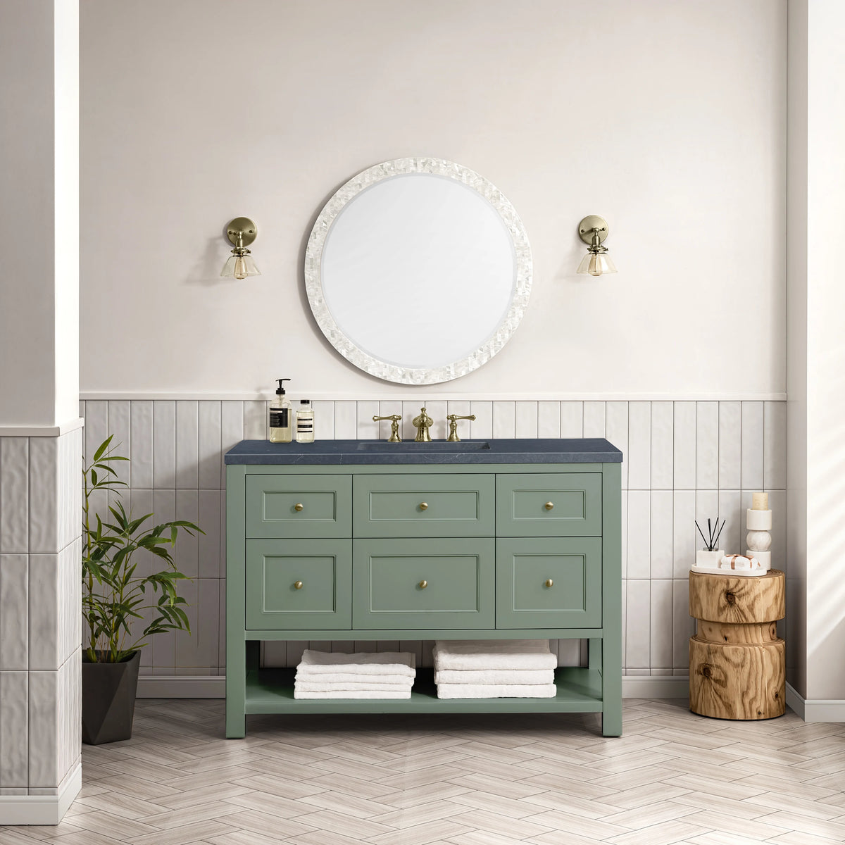 Breckenridge 48" Single Vanity, Smokey Celadon w/ 3 CM Charcoal Soapstone Top, view 3
