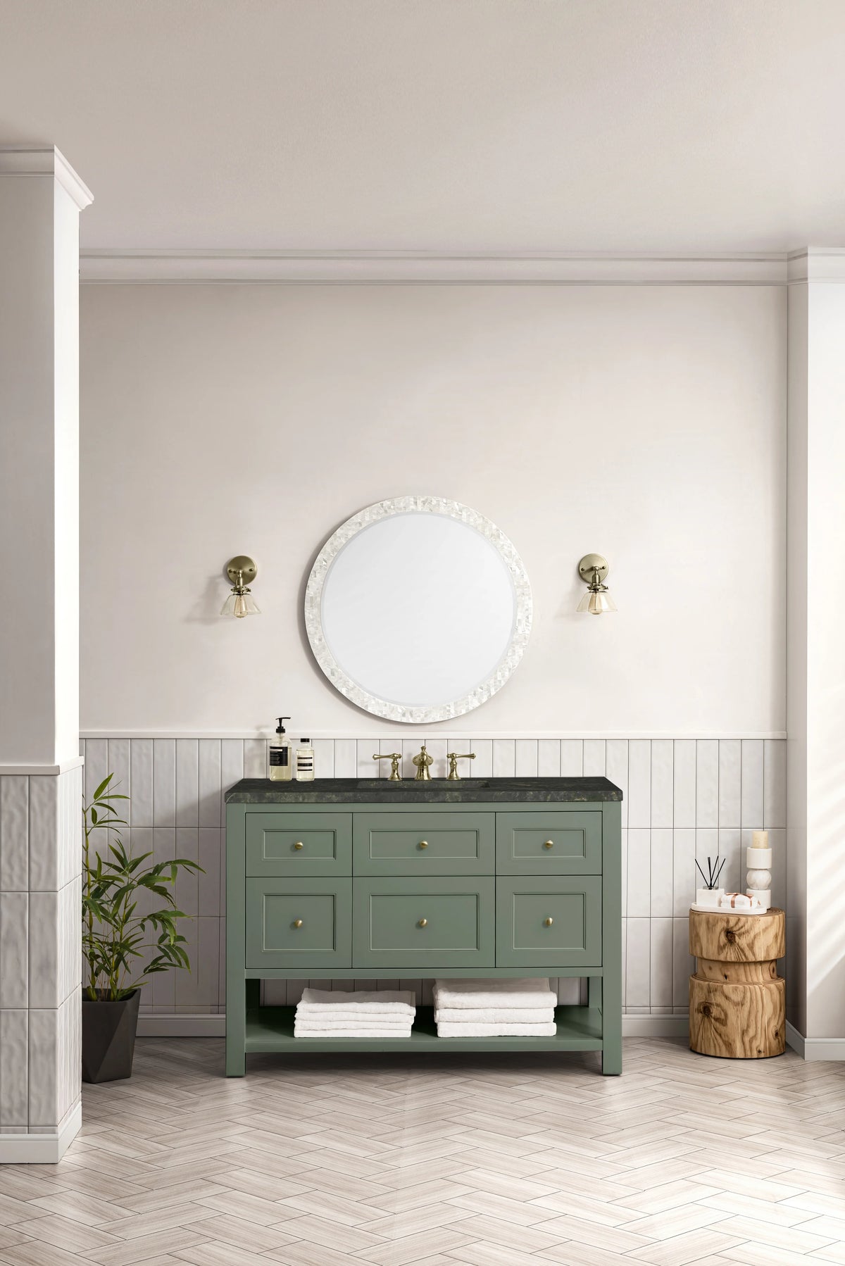 Breckenridge 48" Single Vanity, Smokey Celadon, w/ 3 CM Phantome Eclos Top, view 3