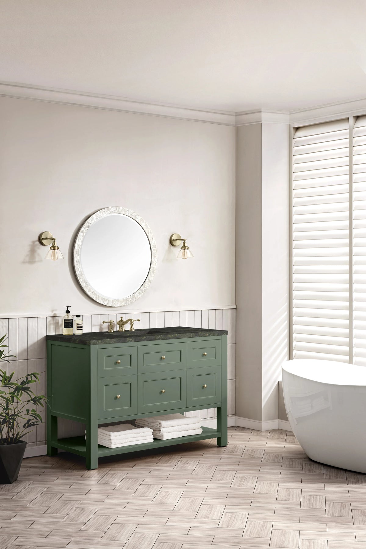 Breckenridge 48" Single Vanity, Smokey Celadon, w/ 3 CM Phantome Eclos Top, view 4