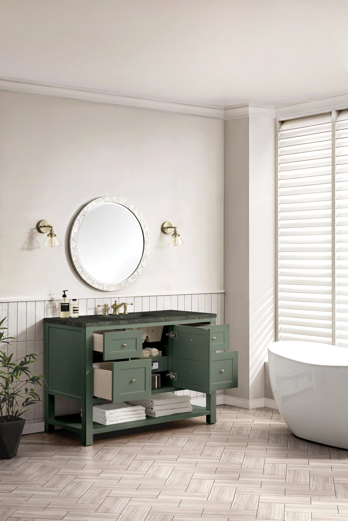 Breckenridge 48" Single Vanity, Smokey Celadon, w/ 3 CM Phantome Eclos Top, view 5