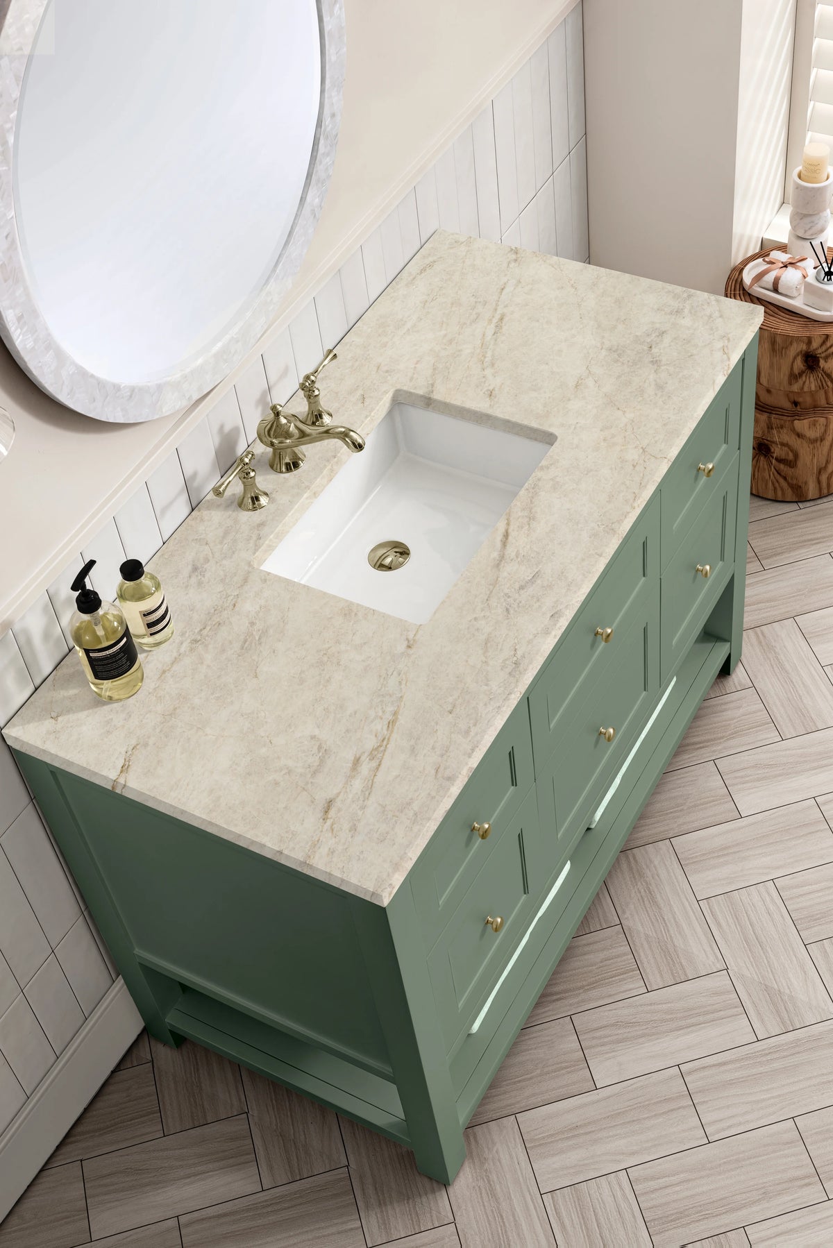 Breckenridge 48" Single Vanity, Smokey Celadon, w/ 3 CM Tajnar Eclos Top, view 6