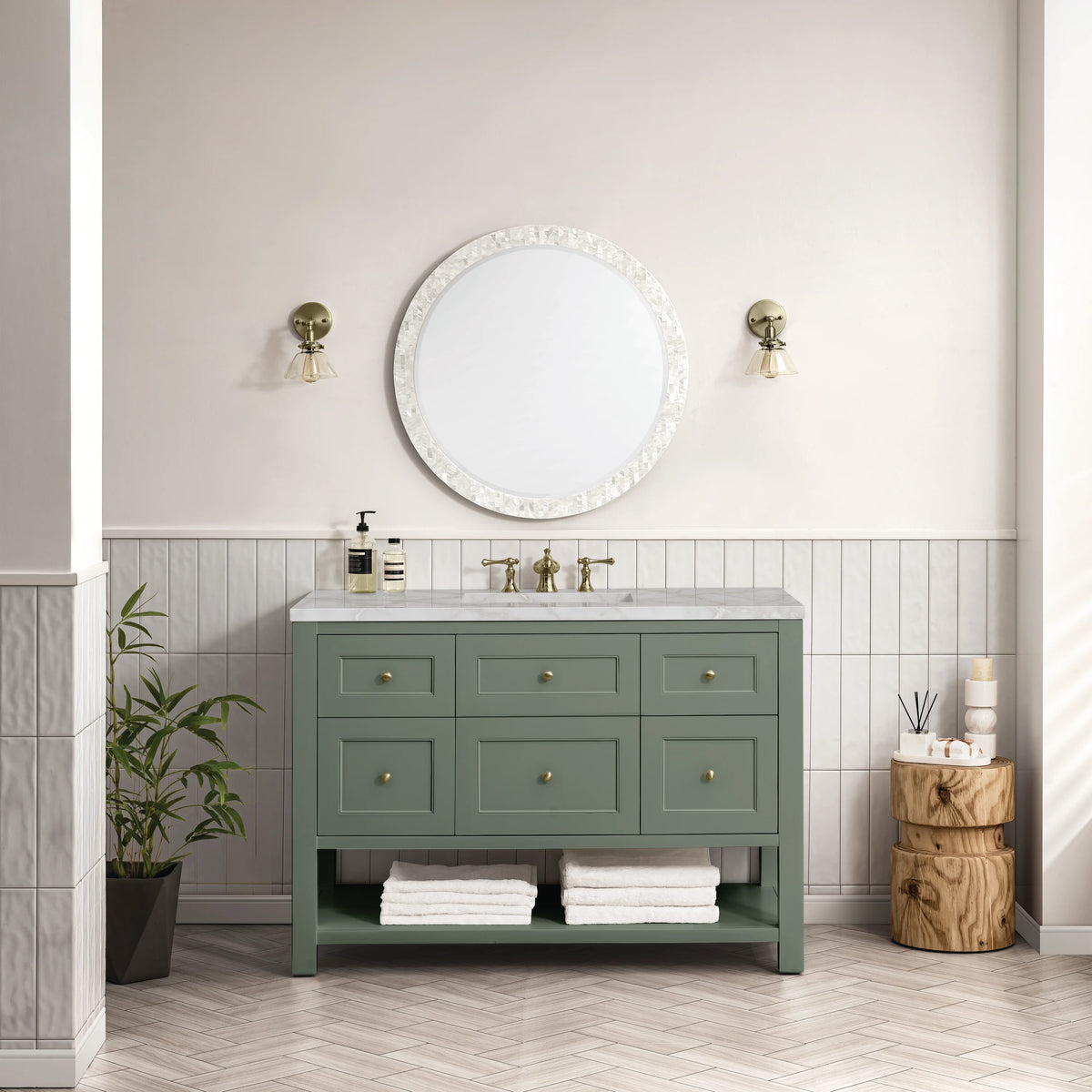 Breckenridge 48" Single Vanity, Smokey Celadon w/ 3 CM Victorian Silver Top, view 3