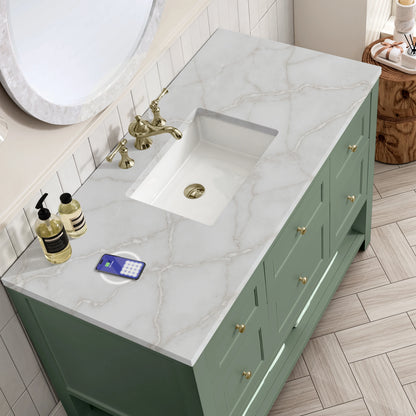 Breckenridge 48" Single Vanity, Smokey Celadon w/ 3 CM Victorian Silver Top w/FreePower Wireless Charger, view 9