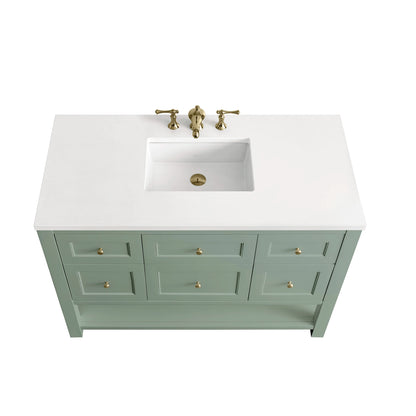 Breckenridge 48" Single Vanity, Smokey Celadon w/ 3 CM White Zeus Top, view 6