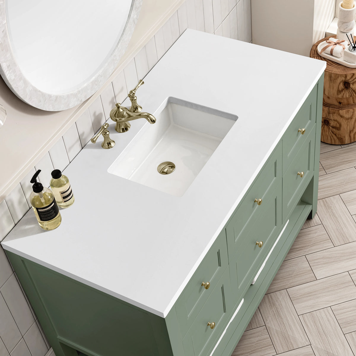 Breckenridge 48" Single Vanity, Smokey Celadon w/ 3 CM White Zeus Top, view 7