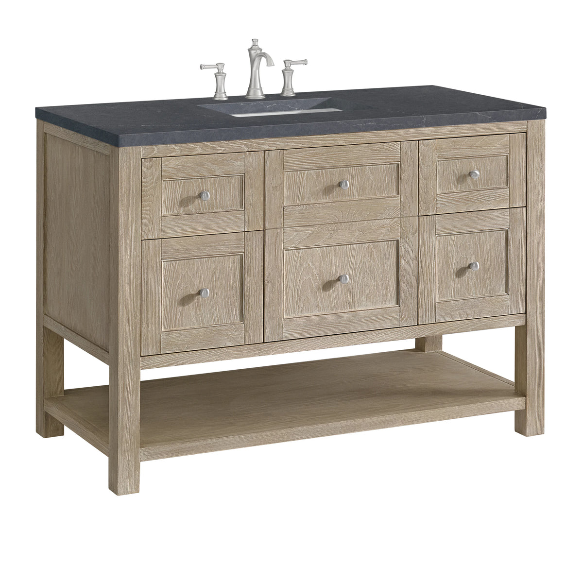 Breckenridge 48" Single Vanity, Whitewashed Oak w/ 3 CM Charcoal Soapstone Silestone Top, view 10