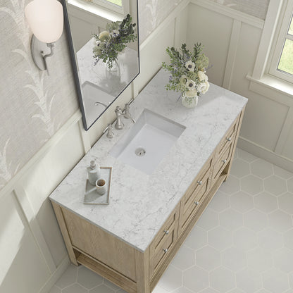 Breckenridge 48" Single Vanity, Whitewashed Oak w/ 3 CM Eternal Jasmine Pearl Silestone Top, view 7