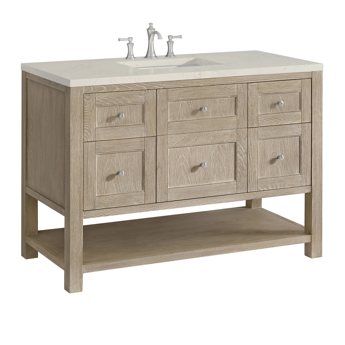 Breckenridge 48" Single Vanity, Whitewashed Oak, w/ 3 CM Siberian Silestone Top, view 10