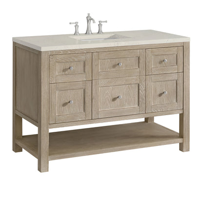 Breckenridge 48" Single Vanity, Whitewashed Oak, w/ 3 CM Siberian Silestone Top, view 10