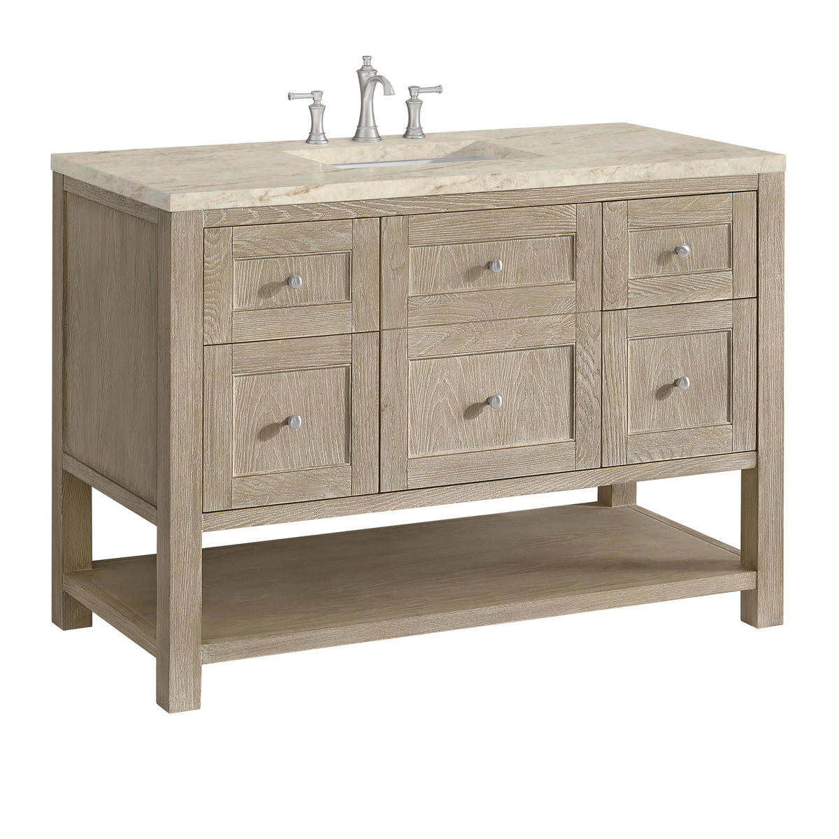 Breckenridge 48" Single Vanity, Whitewashed Oak, w/ 3 CM Tajnar Eclos Top, view 10