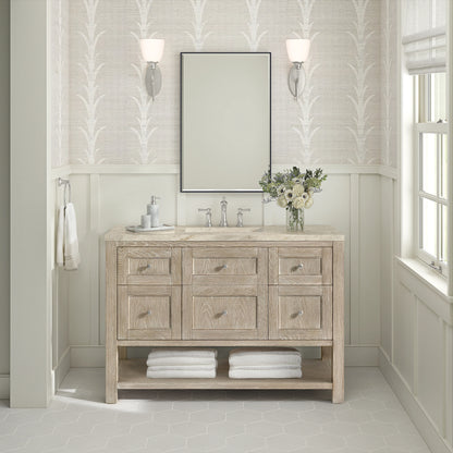 Breckenridge 48" Single Vanity, Whitewashed Oak, w/ 3 CM Tajnar Eclos Top, view 3