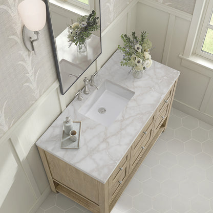 Breckenridge 48" Single Vanity, Whitewashed Oak w/ 3 CM White Zeus Silestone Top, view 7