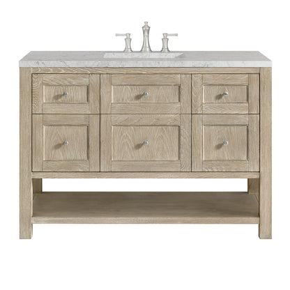 Breckenridge 48" Single Vanity, Whitewashed Oak w/ 3 CM Eternal Jasmine Pearl Silestone Top w/FreePower Wireless Charger