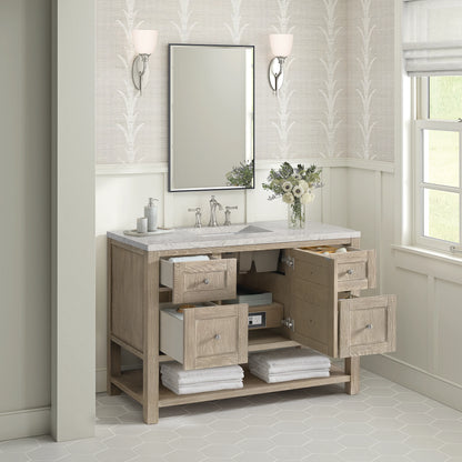Breckenridge 48" Single Vanity, Whitewashed Oak w/ 3 CM Eternal Jasmine Pearl Silestone Top w/FreePower Wireles, view 8