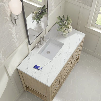 Breckenridge 48" Single Vanity, Whitewashed Oak w/ 3 CM Ethereal Noctis Silestone Top w/FreePower Wireless Cha, view 10