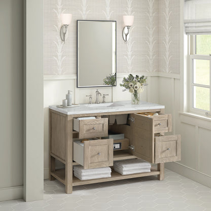 Breckenridge 48" Single Vanity, Whitewashed Oak w/ 3 CM Ethereal Noctis Silestone Top w/FreePower Wireless Char, view 8