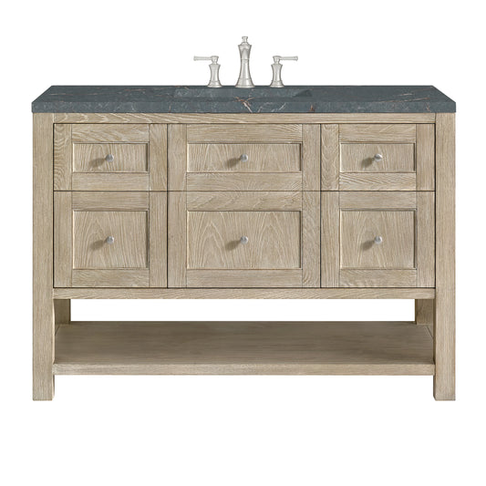 Breckenridge 48" Single Vanity, Whitewashed Oak w/ 3 CM Parisien Bleu Silestone Top w/FreePower Wireless Charger