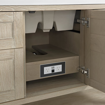 Breckenridge 48" Single Vanity, Whitewashed Oak w/ 3 CM Parisien Bleu Silestone Top w/FreePower Wireless Charg, view 15