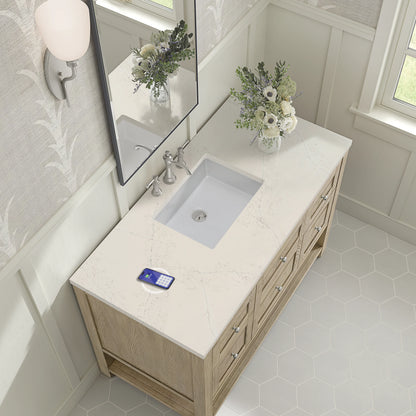 Breckenridge 48" Single Vanity, Whitewashed Oak, w/ 3 CM Siberian Silestone Top w/FreePower Wireless Charger, view 9