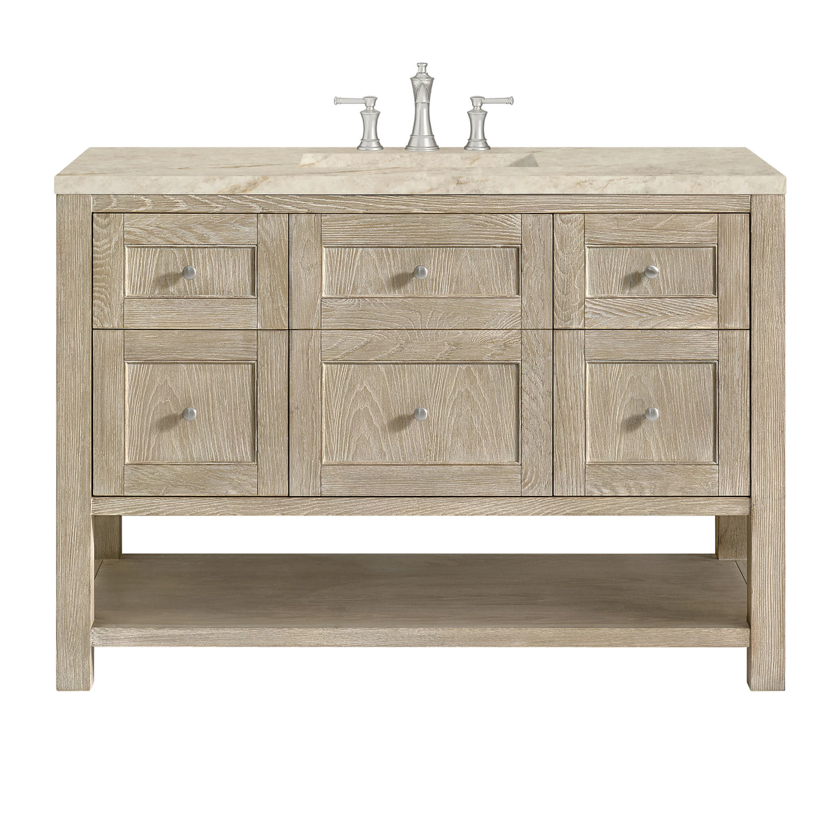 Breckenridge 48" Single Vanity, Whitewashed Oak, w/ 3 CM Tajnar Eclos Top w/FreePower Wireless Charger