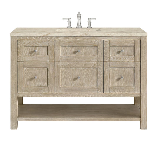 Breckenridge 48" Single Vanity, Whitewashed Oak, w/ 3 CM Tajnar Eclos Top w/FreePower Wireless Charger